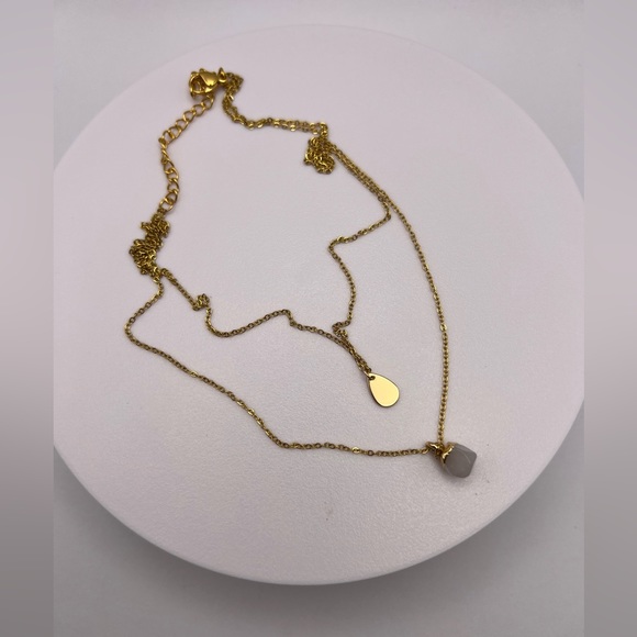 Dainty Rose Quartz Multi-Strand Necklace Set -  Boho Chic Layered Necklace - Picture 3 of 8